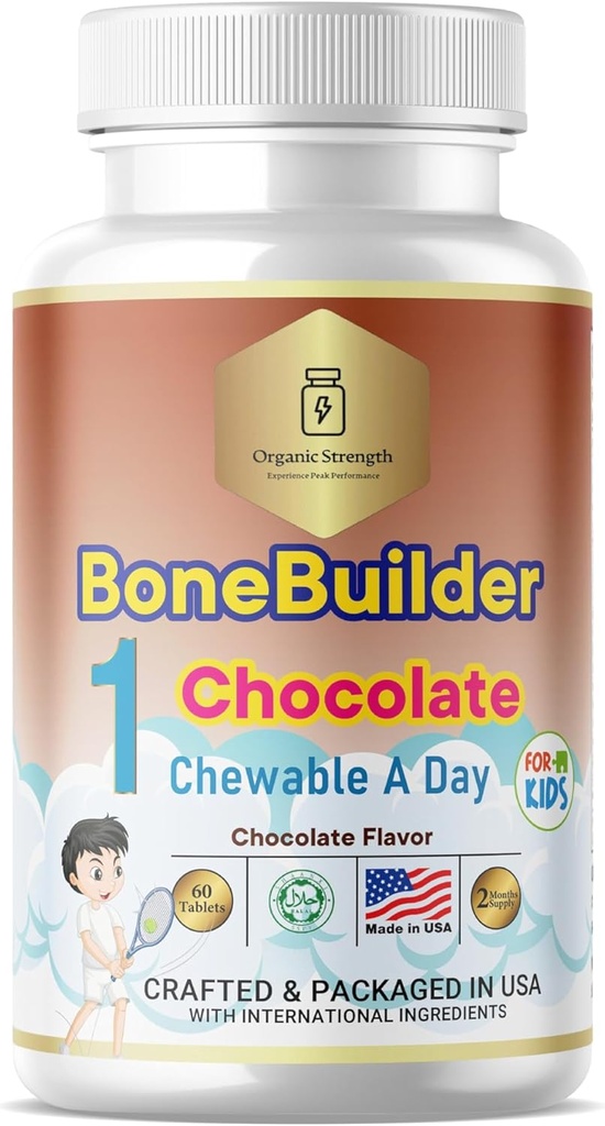 Kids Bone Builder 1 Chewable A Day Halal Vitamins Chocolate Flavor för 4-12 60 portioner