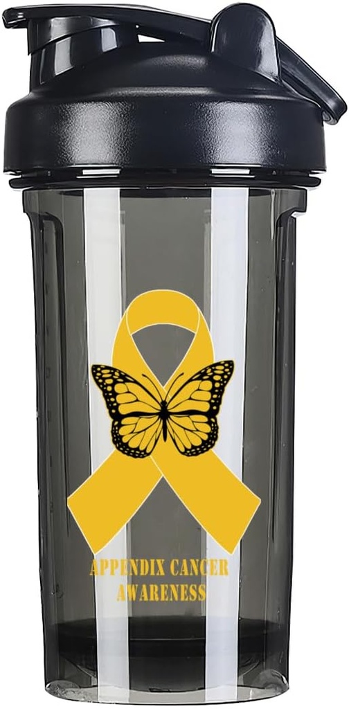Bilder från Cancer Awareness 18 Ounce Shaker Bottle Drink Mixer Leak-proof Pre Workout Protein Shakes Meal Replacement Shakes Bottles 500ML/18 Oz Black