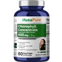 NusaPure Chlorophyll 200:1 Extract, 400 mg Equivalent till 80.000mg 60 Veggie Caps (Equivalent 80000mg per Servering, Non-GMO, Vegan) Natrium Koppar Chlorophyllin