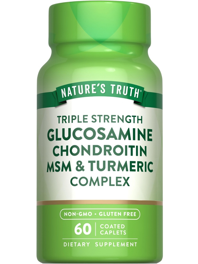 Naturens Sanning Glukosamin Chondroitin MSM Complex | 60 Caplets | med gurkmeja | Triple Strength Formel | Non-GMO och Gluten Free Supplement