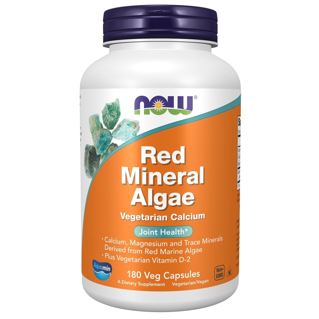 NOW Foods Supplements, Red Mineral Algae Plus Vitamin D-2, Joint Health *, 180 Veg Capsules