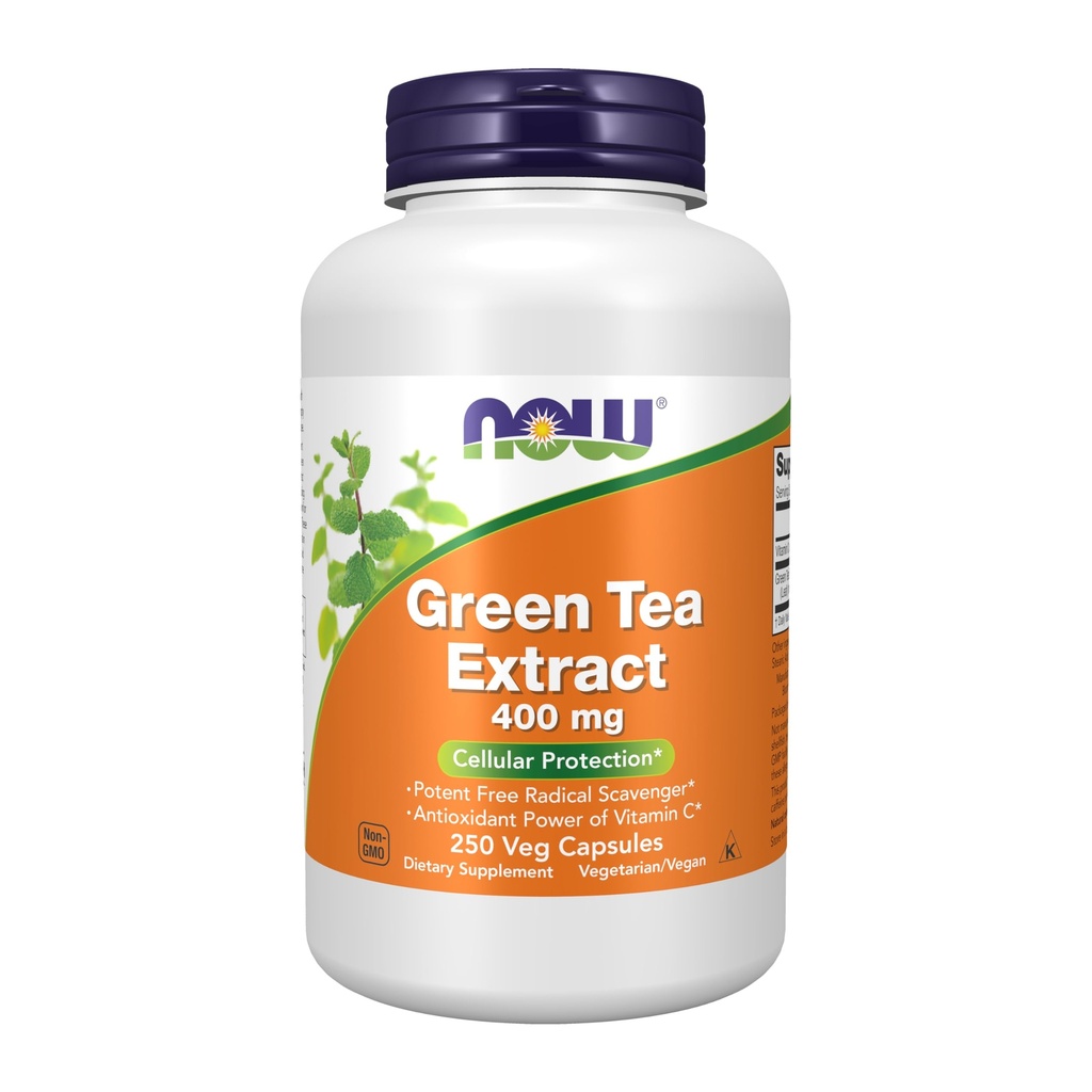 Nu livsmedelstillskott, grönt te extrakt 400 mg med vitamin C för kost, cellulärt skydd *, 250 Veg kapslar