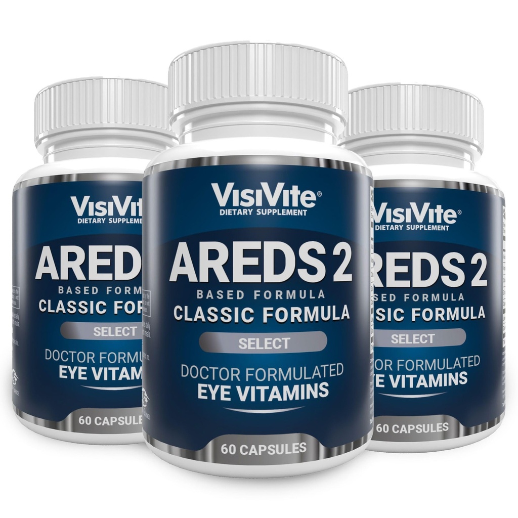 AREDS 2 Välj Eye Vitaminer för Macular Support - Vitaminer för ögon med Zeaxanthin Plus Lutein Macular Supplement - Premium Macular Health Formel - Ögontillskott - 60 kapslar - (Pack of 3)