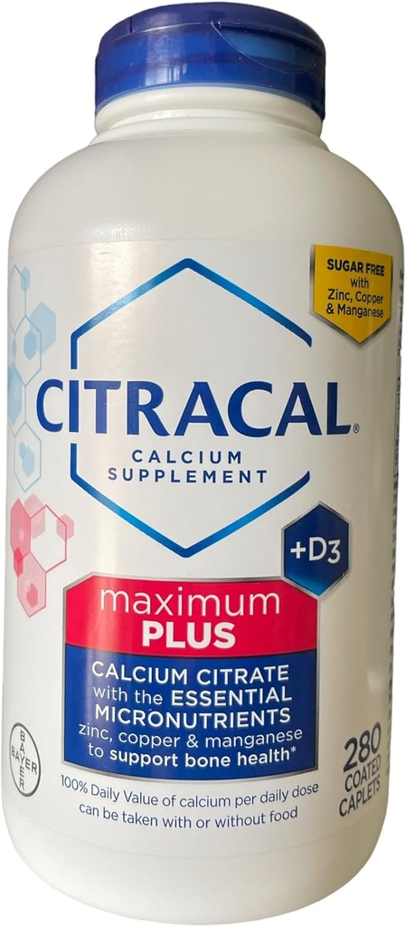 Citracal Calcium Citrate Caplets (Maximum Plus) + D3 1Pack (280 ct.) (Packaging kan variera)