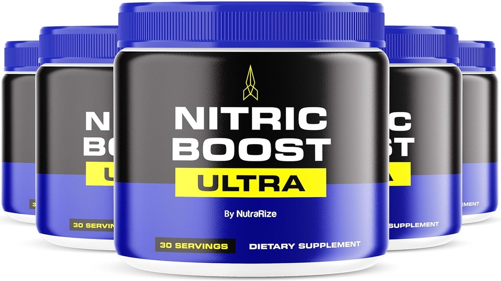 (5 Pack) Nitric Boost Ultra - Premium Daily Powder Blend i en burk, konstruerad för att hjälpa till att upprätthålla energi, stödja naturlig cirkulation och hålla dig igång, officiella recensioner (150 portioner)