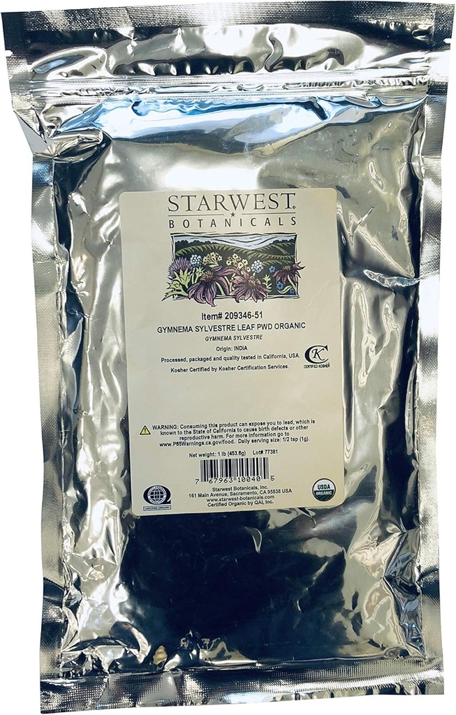 Starwest Botanicals Organic Gymnema Sylvestre Leaf Powder, 1 pund