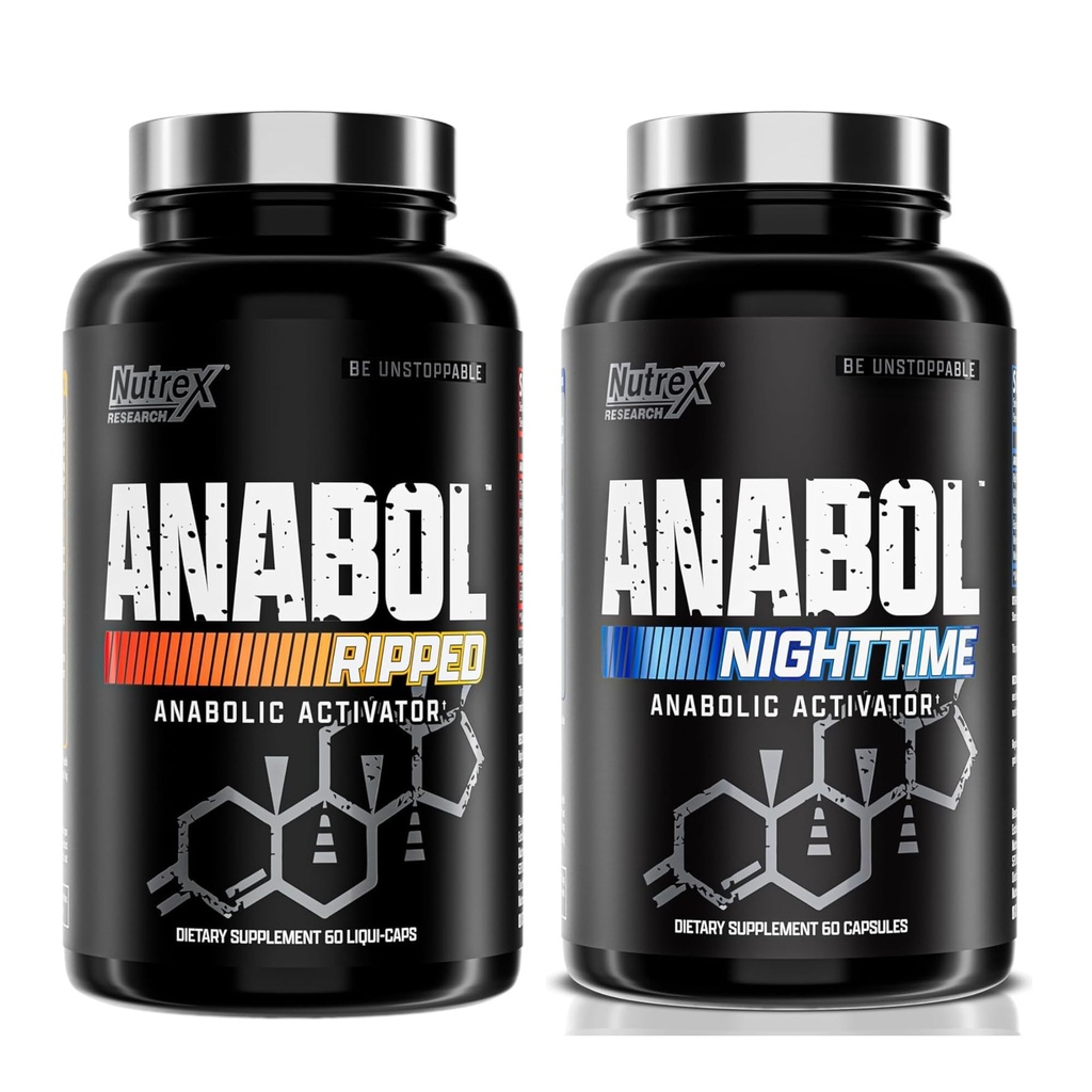 Nutrex Research Anabol Ripped & Nighttime PM Muscle Builder och Shredding Combo