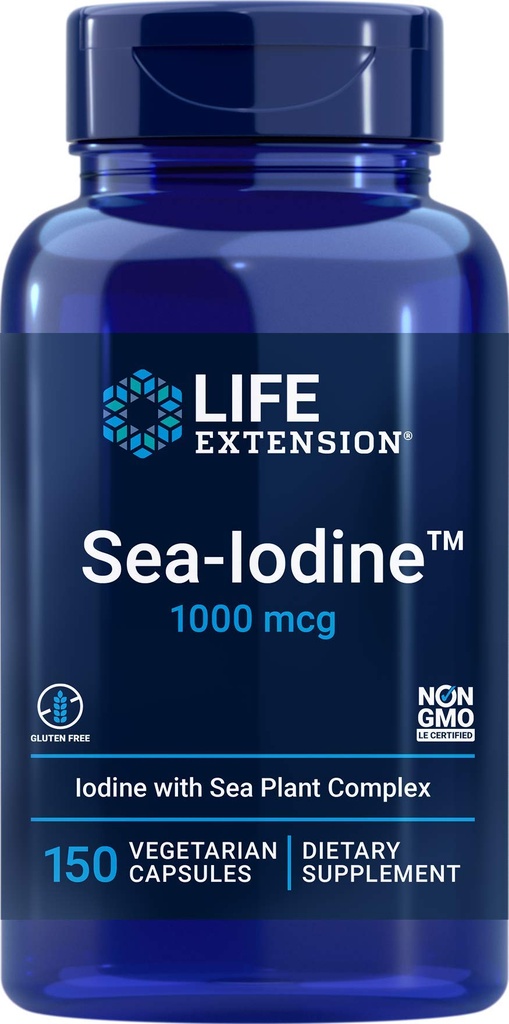 Life Extension Sea-Iodine Capsules, 1000 mcg, 150 Veg Caps, Natural Iodine Supplement från Kelp och Bladderwack