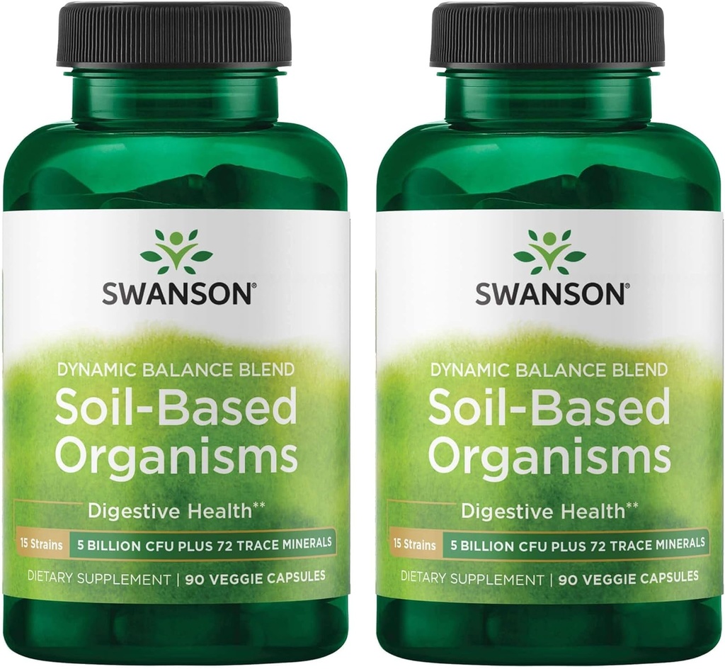 Swanson Dynamic Balanced Blend Soil-Based Organisms 5 miljarder Cfu 90 Veg Caps 2 Pack