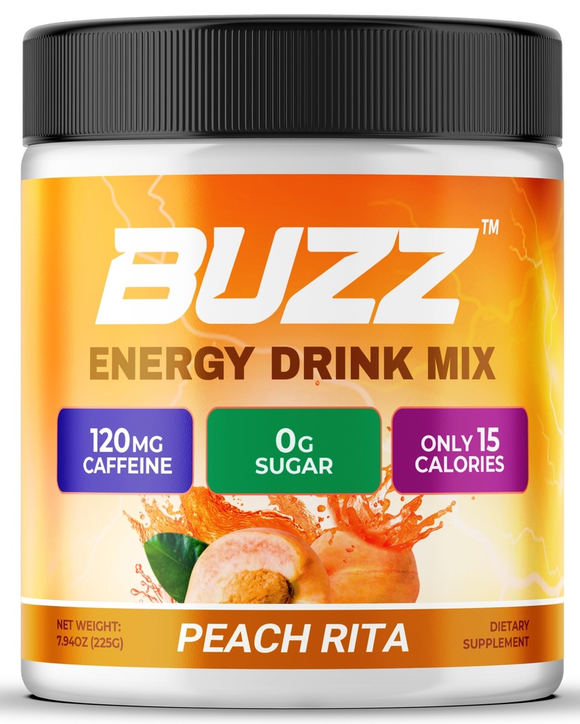 Morning Buzz Energy Drink Powder - Energy Boost Drink Mix - Sugar-Free Energy med antioxidanter - Morning Kickstart och Sport Nutrition Endurance Product - 30 portioner, Peach Rita, 8 Ounces