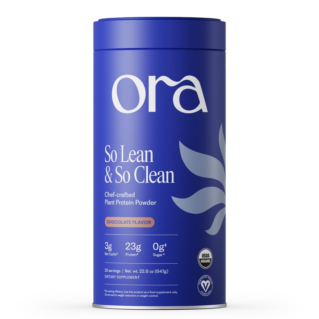 Ora Organic Vegan Protein Powder - 23g Plant Protein för kvinnor och män - Choklad smak 20 portioner, Bloat-Free, Gluten Free, Non-GMO, No Artificial Sweeteners