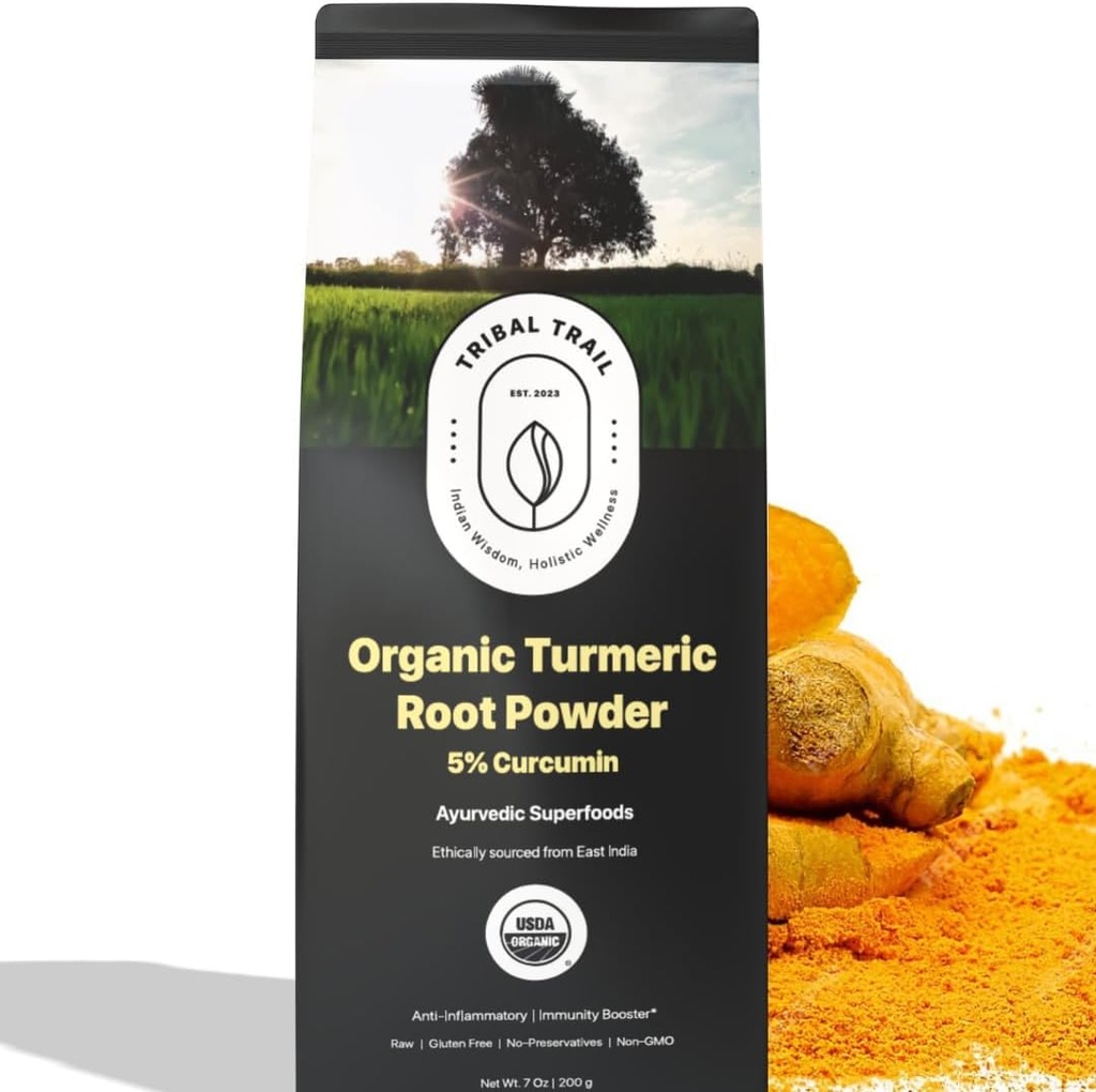 Organisk gurkmeja pulver | 7,05 oz | USDA Organic & Non-GMO | Gurkmeja Curcumin Supplement från Indien | Lab Testad för renhet | Rik i antioxidanter