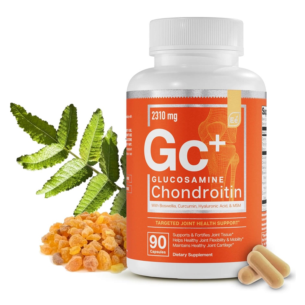Viktiga element Glukosamin Chondroitin MSM Boswellia Serrata Hyaluronic Acid Supplement Joint Support Antioxidant Supplement för flexibilitet - 90 kapslar