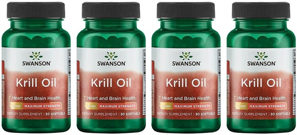 Swanson EFAs-Krill Oil - Maximal styrka - 1 g, 30 Softgels (4 Pack)