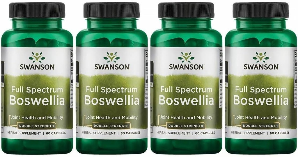 Swanson Double Strength Boswellia-Herbal Supplement Främja gemensamma Support-Ayurvedic Herb för Joint Flexibility & Mobility Support-Made w/Boswellia Serrata Resin-(60 kapslar, 800mg Varje) 4 Pack