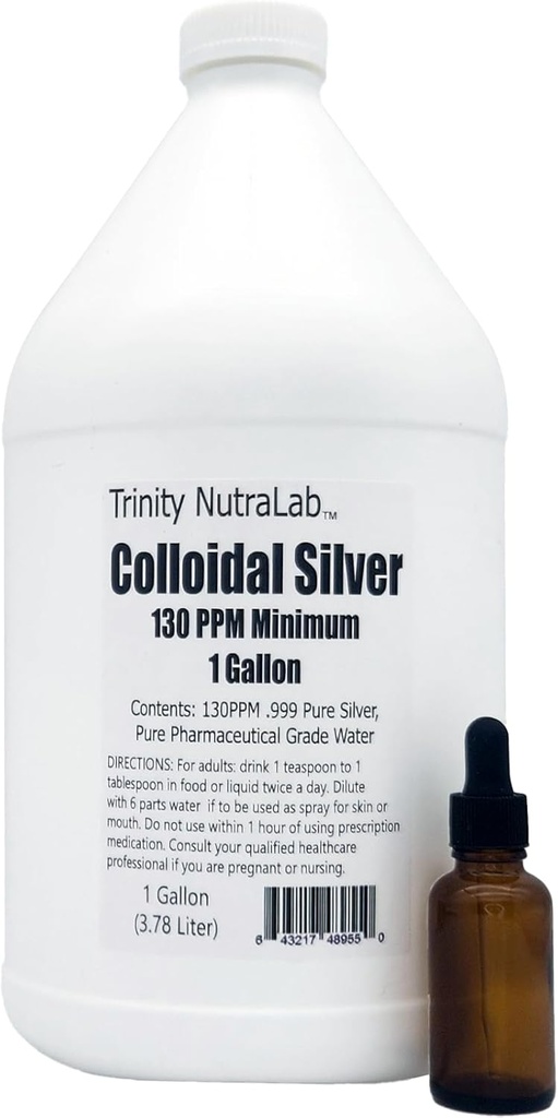 130PPM kolloidalt silver (1 Gallon). Certifierat Lab Testad, 100% ren och naturlig. Inget tillagt.