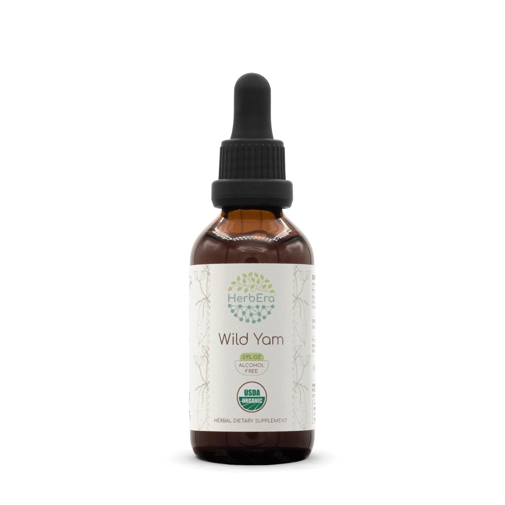 HerbEra Wild Yam B60 Alkoholfri växtbaserade extrakt USDA Organisk tinktur, koncentrerad flytande droppar Natural Wild Yam (Dioscorea Villosa) Torkad Root 2 fl oz