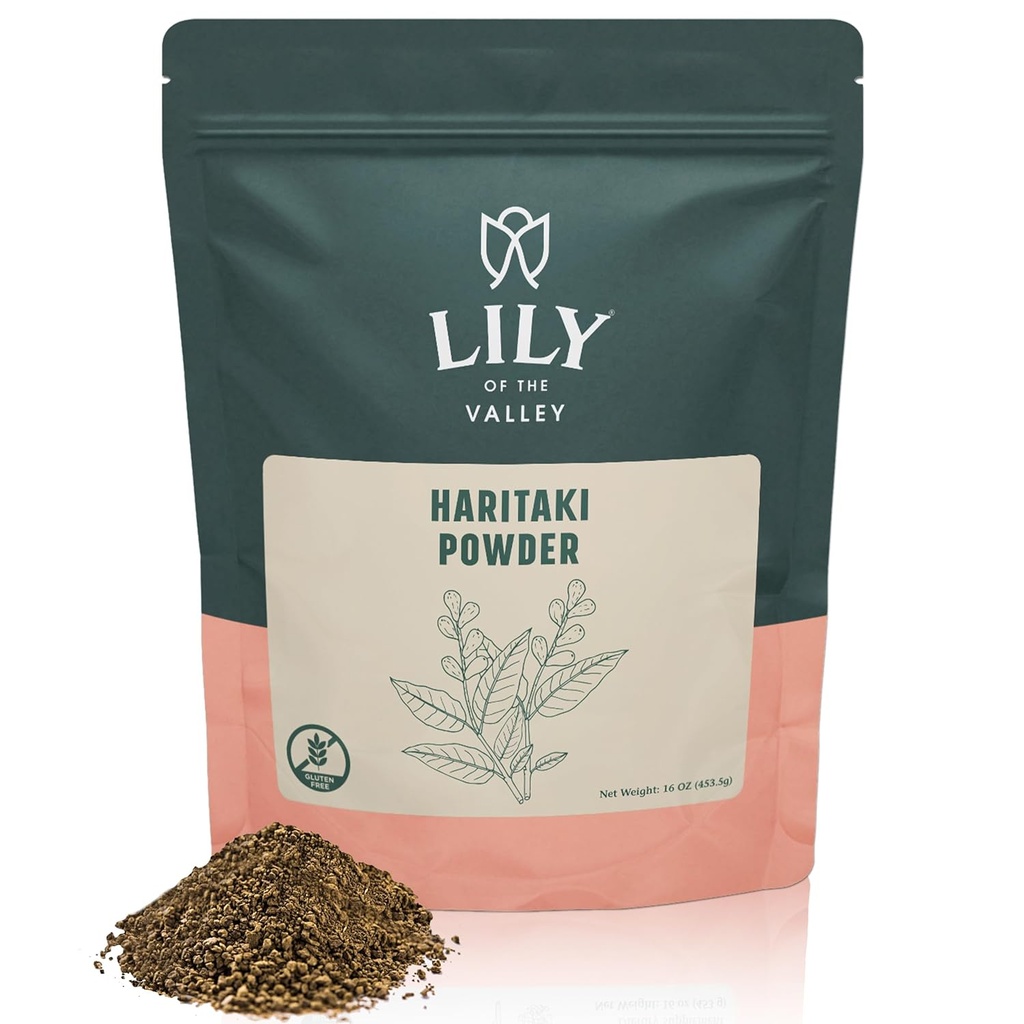 Lily of the Valley Haritaki Powder - Terminalia Chebula - Sourced from India - An Ayurvedic Herb - 100% Natural & No Added Preservative - Vegan & Gluten-Free (16oz, 453g) - Package May Vary