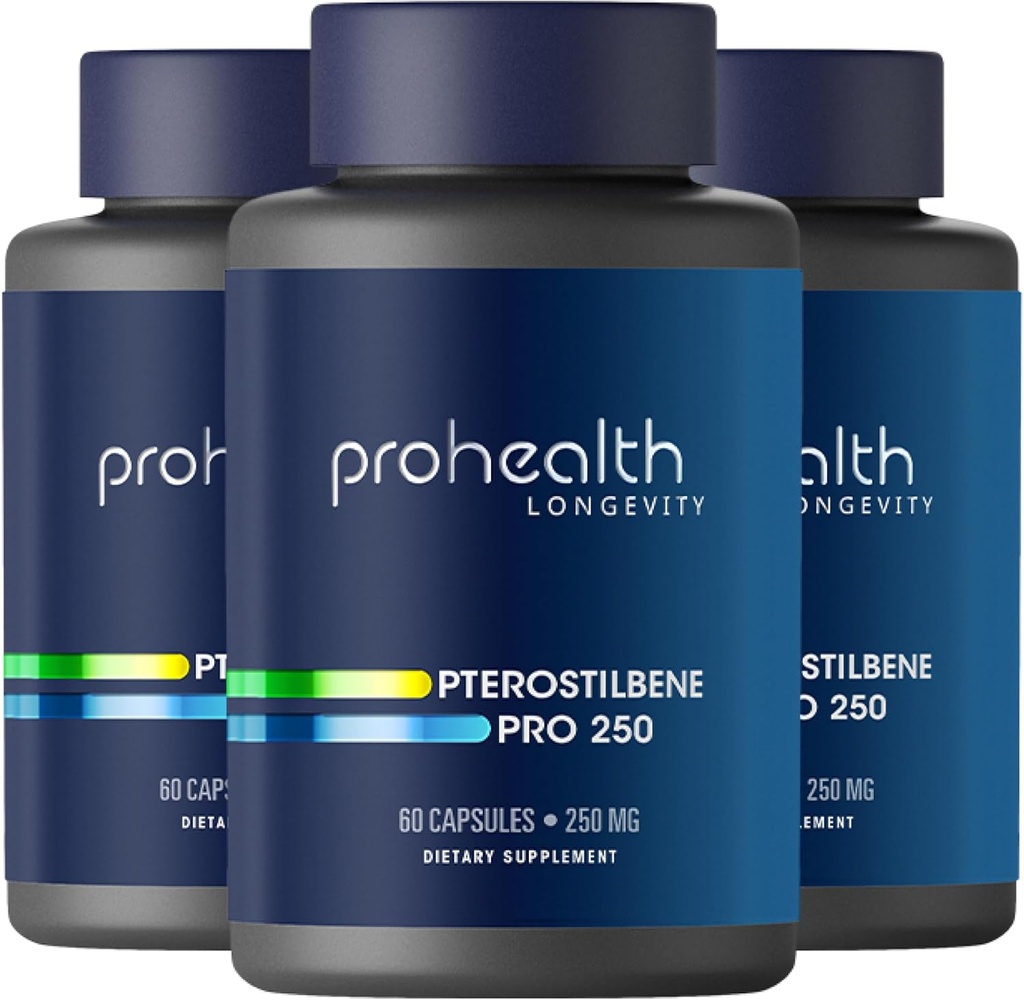 Pterostilbene Supplement (250mg, 60 kapslar) | kliniskt beprövad, tredjepartstestad antioxidant för hjärt- och hjärnhälsa | aktiverar livslängdsgener (3 Pack)