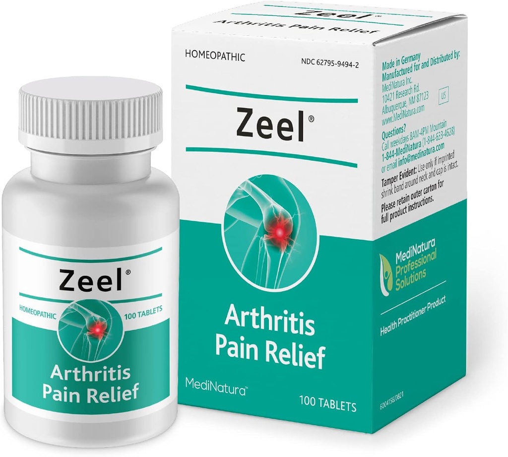 MediNatura Zeel Homeopathic Support hjälper till att lindra smärta och styvhet runt gemensamma - Arnica + 14 aktiva naturliga ingredienser - 100 tabletter