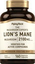 Piping Rock Lions Mane Mushroom Supplement | 2100mg | 160 kapslar | Extrakt för kvinnor och män | Vegetariska, icke GMO & Gluten Free