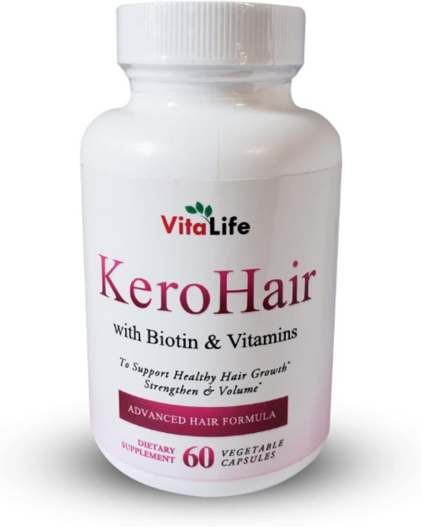 KeroHair Complete Supplement with Vitamins and Biotin I 60 Capsules for Strong and Healthy Hair Growth - Prevents Hair Loss | Approved* Enriched with Extra Biotin and Vitamin B