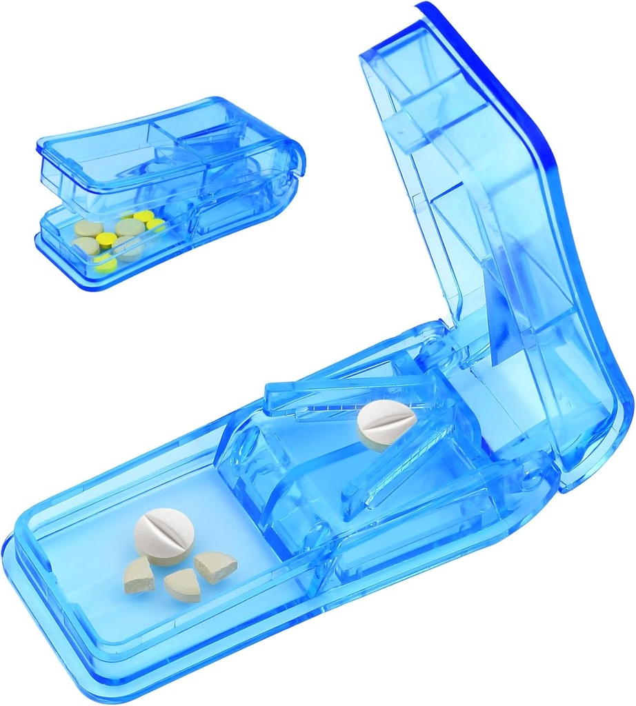 Pill Cutter Splitter för små och små piller bästa Pill Cutter Splitter 1/4 Vitamins Pill Splitter Cuts med Shield Medicine Tablet Cutter Doubles som en Pill Organizer