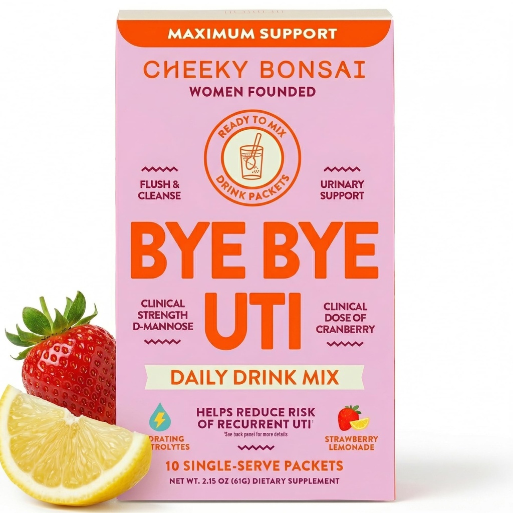 Cheeky Bonsai, Urinary Health Hydration Packets, Flush & Protect the Urinary Tract med D-Mannose, Cranberry & Electrolytes, Hibiscus Lemonade Flavor (10 Packets) No Added Sugar, Vegan och Gluten-Free