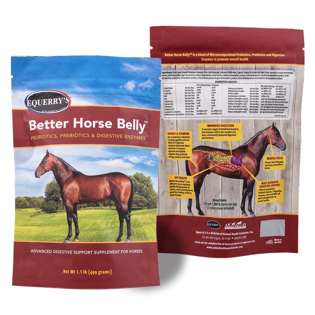 EQUERRY'S Better Horse Belly - Hästtillskott med Gut Support | Hästprobiotika med prebiotika och Digestive Enzymes | för Colic, Digestive Upset, 1.1LB