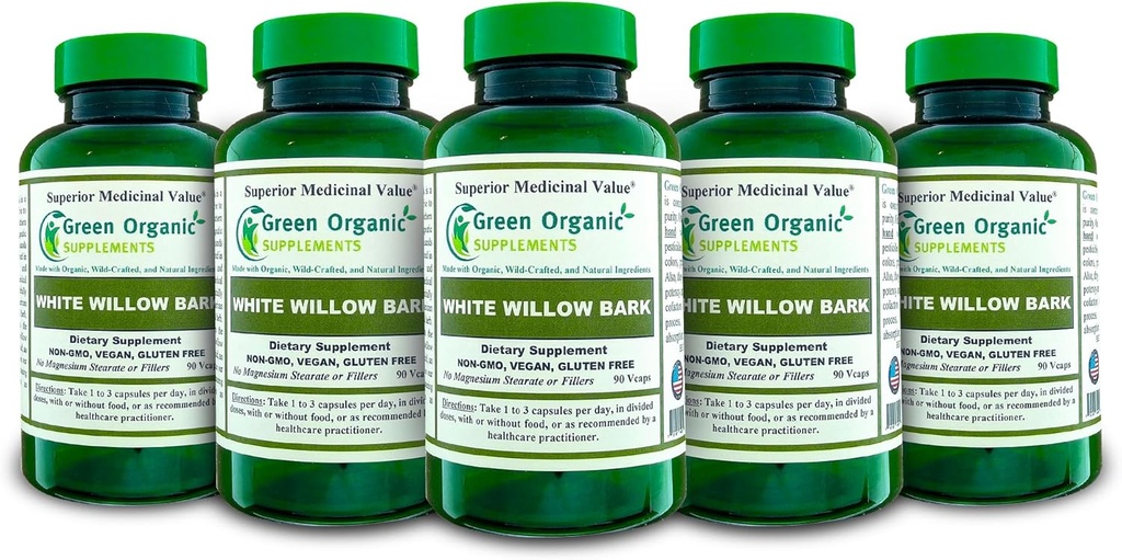 Gröna organiska kosttillskott White Willow Bark (Pack of 5)