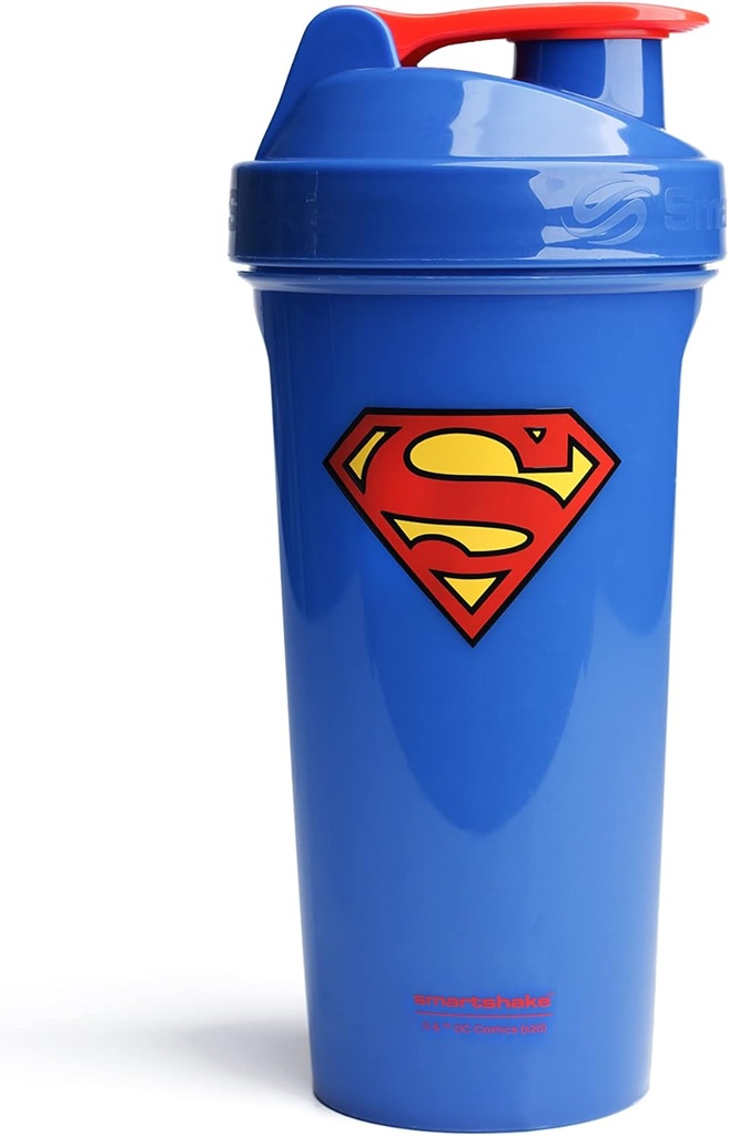 Smartshake Lite Justice League Superman Protein Shaker Bottle 800ml - BPA Free Leakproof Gym Protein Shakes Bottle för Protein Powder DC Comics Blue Water Bottle Superman Gifts
