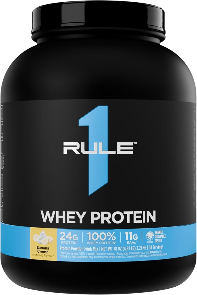 Regel 1 Whey Protein - 24g Fast-Acting Protein från All-Whey Källor med Naturligt Occurring EAAs & BCAA för Workout Recovery eller Anytime Use (5 pounds *, Banana Creme)