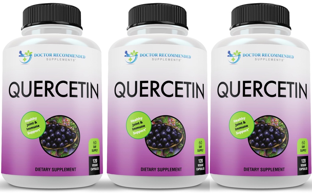 DOCTOR RECOMMENDED SUPPLEMENTS Quercetin 1000mg Per Serving (Vegan, Non-GMO) (120 Veggie Capsules, Pack of 3)