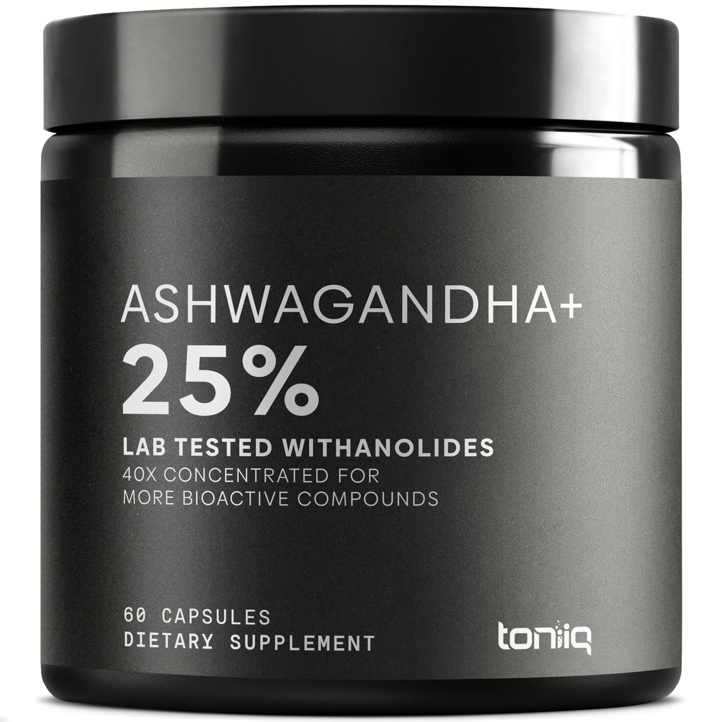 Ashwagandha - Ultra High Potency 40:1 Extrakt med 25% Withanolides - Wild Harvested i Indien - Mycket koncentrerad och tredjepartslabb testad - 60 kapslar