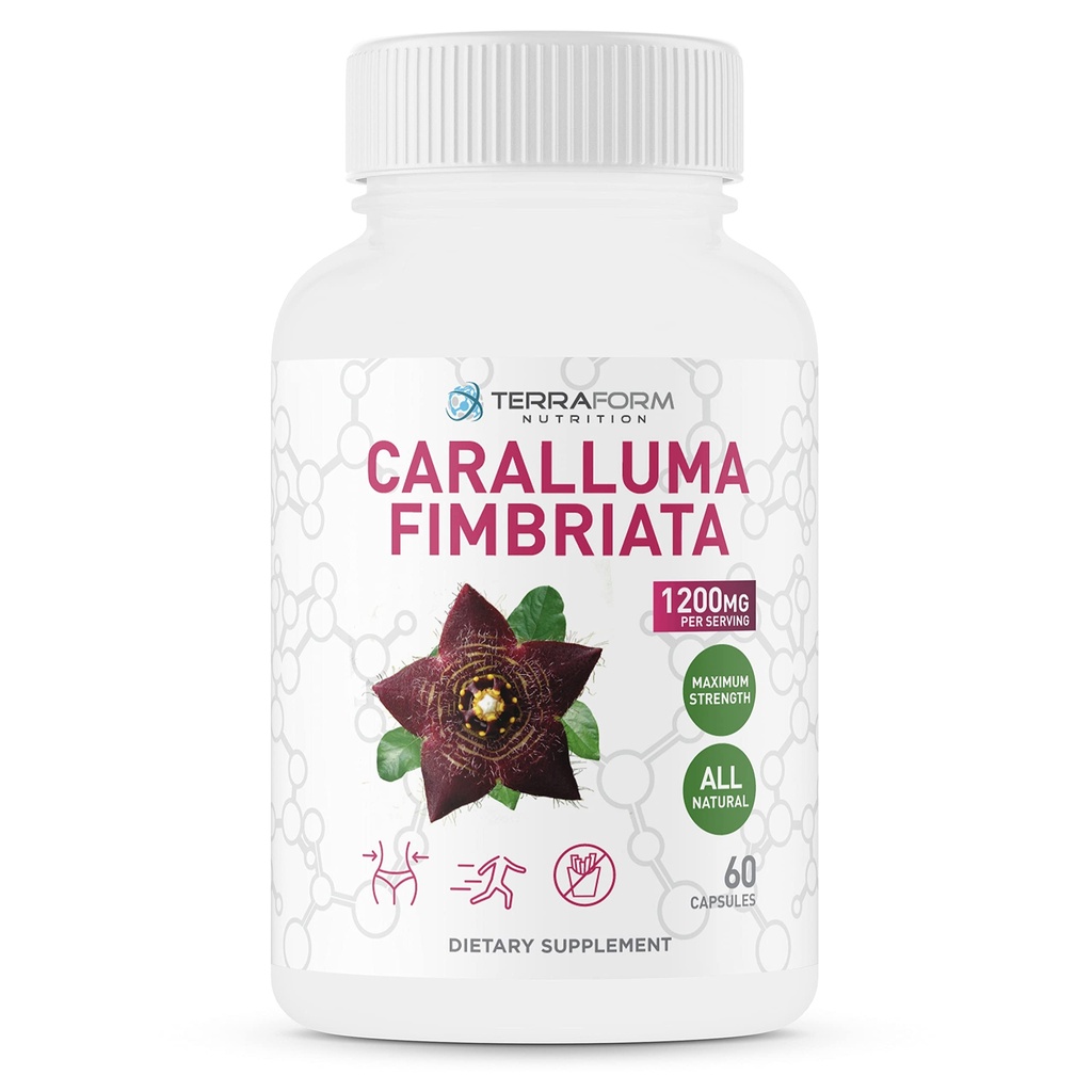 Caralluma Fimbriata - 100% Pure - Max Strength Weight Loss Supplement - 1200mg - Natural Appetite Suppressant för kvinnor och män - Metabolism Booster - Made in USA - 1 månad