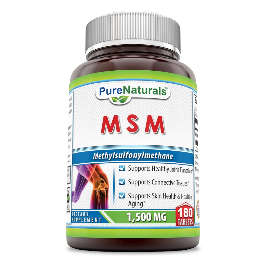 Rena Naturals MSM (Methylsulphonylmetan) Supplement | 1500 Mg Per Servering | 180 tabletter | Non-GMO | Glutenfri | Tillverkad i USA
