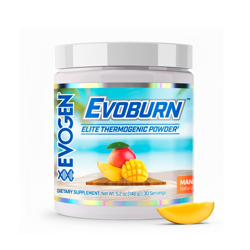 Evogen Evoburn - Thermogenic Fat Burner för Män & Kvinnor | Energi, Fokus och Appetite Control | Avancerad Metabolism Booster Fat Burner Formel med MitoBurn & Koffein | Mango | 30 portioner