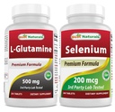 Bästa naturliga L-Glutamin 500 mg och Selenium 200 mcg