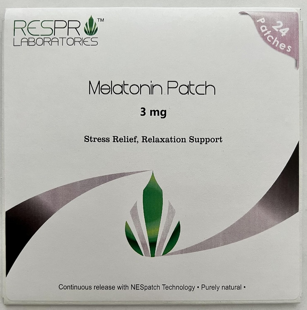 Respro Labs Natural Melatonin Patch, 3 mg (per Patch) Kontinuerlig frisättning - 24 Patches