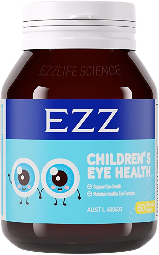 EZZ Children's Eye Health, Essential Eye Vitamins Lutein and Zeaxanthin, Relief of Visual Fatigue and Enhance Eyesight, Natural and Free of Additives, 60 Easy-to-Chew