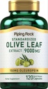 Piping Rock Olive Leaf Extract Capsules | 9000mg | 120 piller | 150mg Oleuropein | Standardiserad Herbal Supplement | Non-GMO, Gluten Free