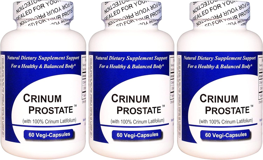 Crinum Prostate 3-Pack (60 Vegi Caps per flaska) 100% koncentrerad vietnamesisk Crinum Latifolium innehåller inga syntetiska fyllmedel som Silicon Dioxid, Talc, Magnesium Sterate, etc.