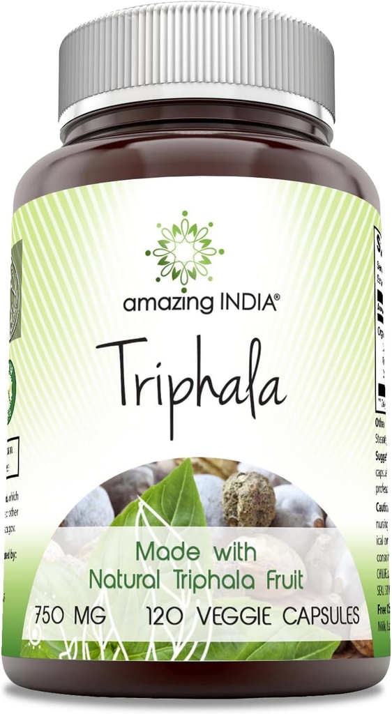 Fantastiska Indien Triphala (Natural Triphala Fruit) Tillägg | 750 Mg per portion | 120 Veggie kapslar | Non-GMO | Gluten-Free
