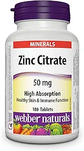 Webber Naturals Zink Citrat 50 mg, 180 tabletter