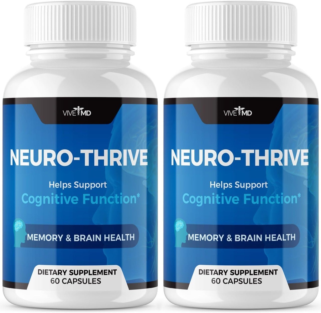 VIVE MD Neuro Thrive Brain Supplement - Officiell Formel - Neuro Thrive PQQ, Neuro Thrive för extra styrka med Ginkgo Biloba Extract, Siberian Ginseng Extract (2 Pack)