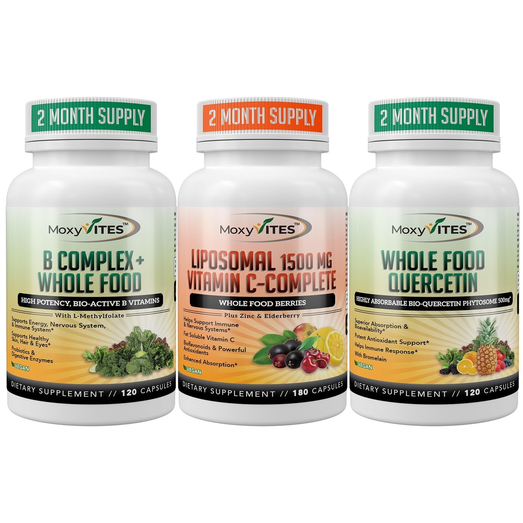 MoxyVites B-Complex - Liposomal Vitamin C - Quercetin för energistöd - Den perfekta energitrifecta