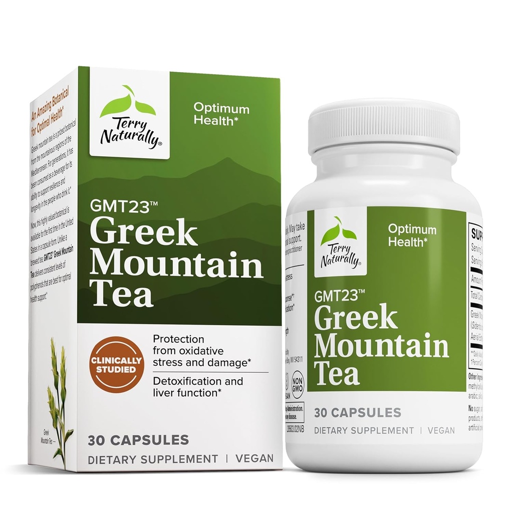 Terry naturligt GMT23 grekiska bergste - Kosttillskott för fokusstöd - Digestive Health Supplement for Liver Health - Herbal Supplement med antioxidanter - 30 kapslar