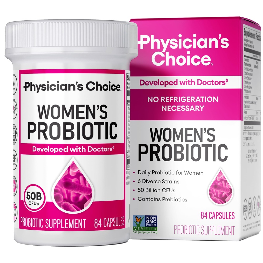 Läkarens valprobiotika för kvinnor - PH Balance, Digestive, UT, & Feminine Health - 50 miljarder CFU - 6 unika stammar för kvinnor - organisk prebiotika, Cranberry Extract + - Womens Probiotic - 84 CT