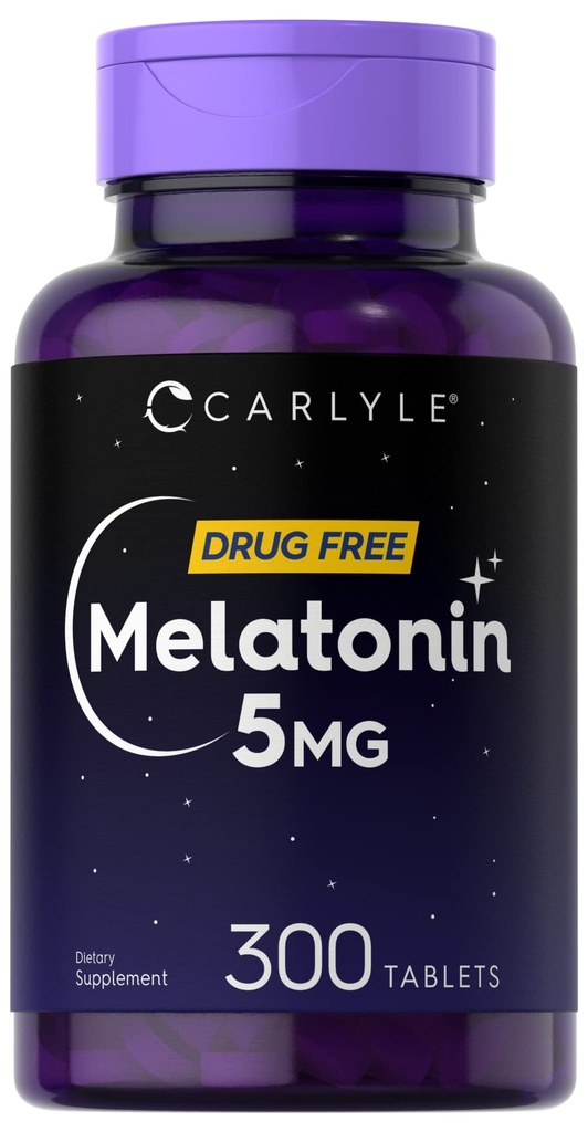 Carlyle Melatonin 5mg | 300 tabletter | Drug Free Supplement | Vegetarian, icke-GMO, Gluten Free