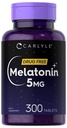 Carlyle Melatonin 5mg | 300 tabletter | Drug Free Supplement | Vegetarian, icke-GMO, Gluten Free